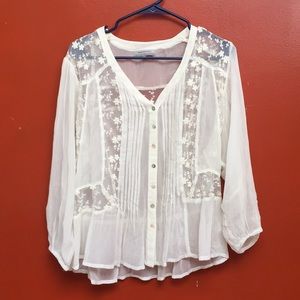 Flowy sheer button down top